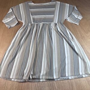 Joah Premium Babydoll Dress Neutral Stripe Short Sleeve Knit